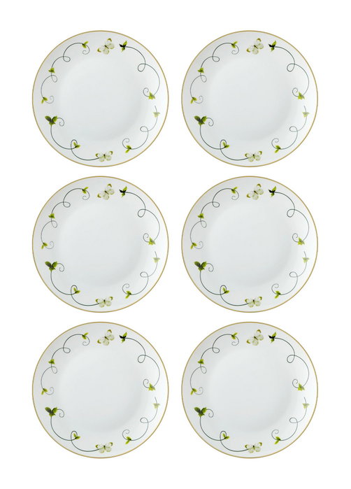 Hermia DNR0067 Platos de Postre de Porcelana 6 Piezas 20x20x2 cm